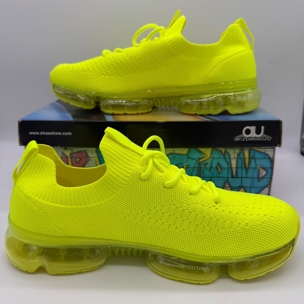 Air Underground Ariel Neon Yellow Knit Sneakers Womens Size 9 194450